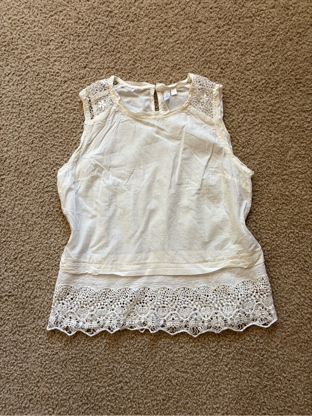 Lapis Cream Lace-Trim Sleeveless Camisole 100 % cotton new tag off